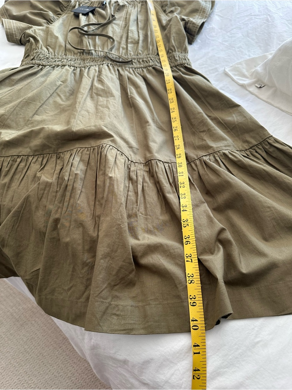 Joe's Jeans Olive Short Sleeve Gathered-Waist Midi Dress, size XL - Picture 14 of 17
